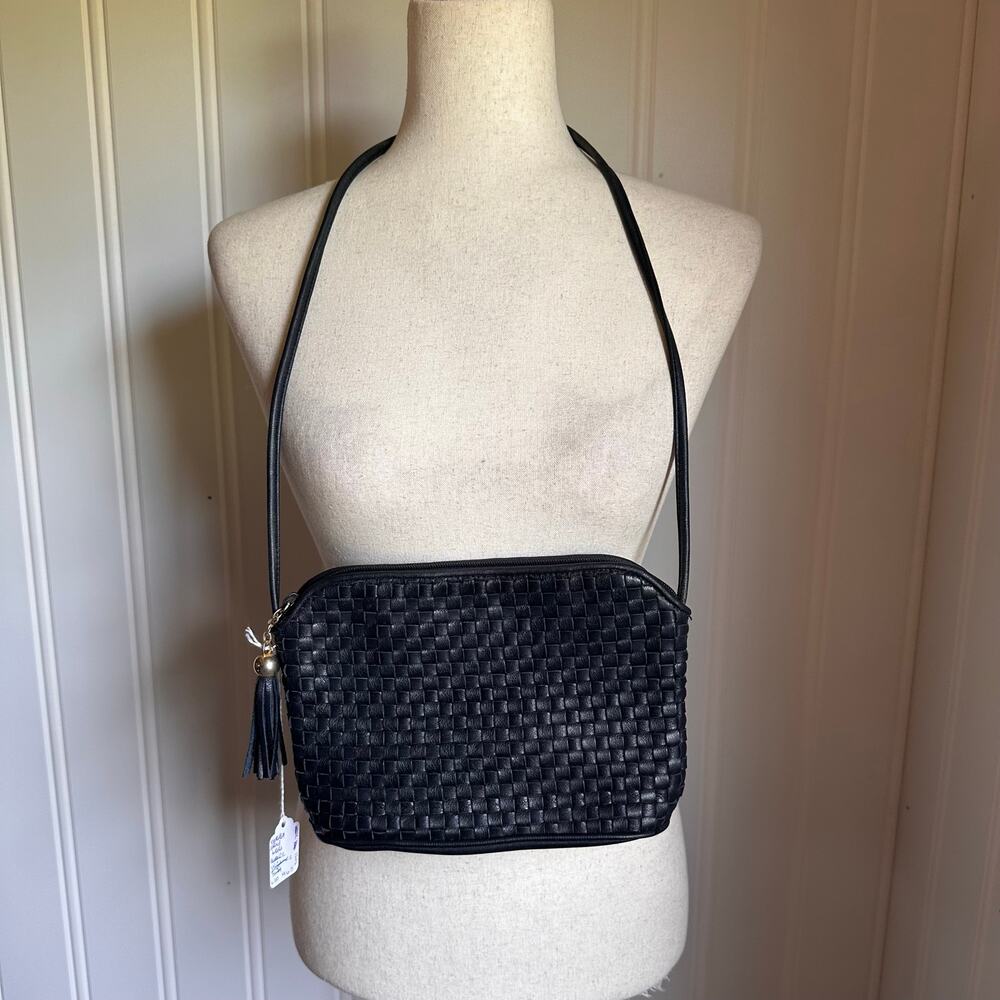 Vintage Twee Blue Leather Crossbody Bag OS